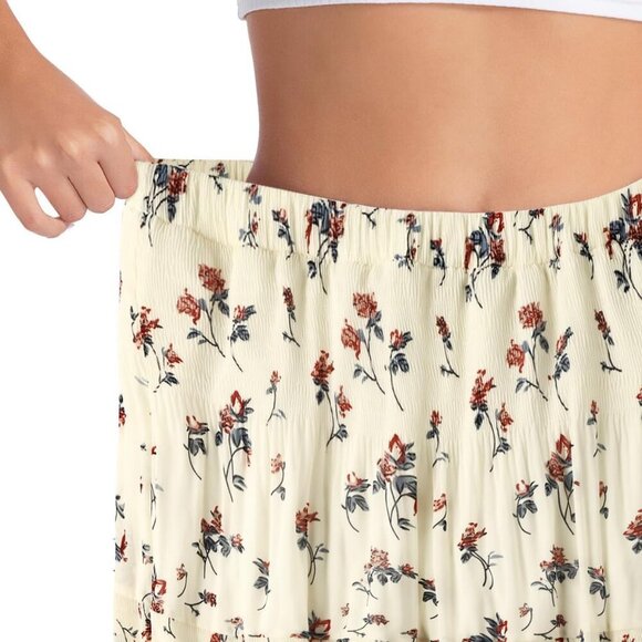 Maxi Skirts for Women Pleated Long Flowy Chiffon Elastic Waist Tiered A Line Ski - Picture 2 of 7